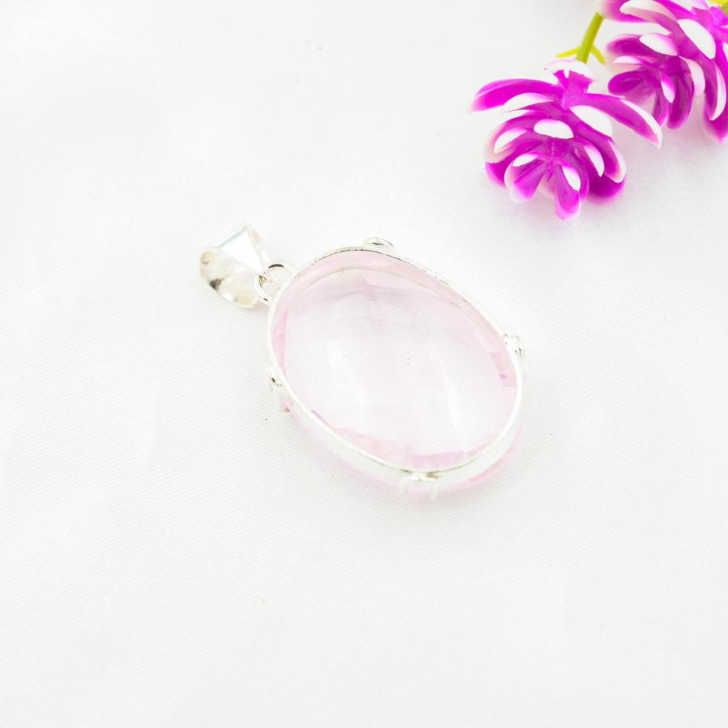 Подвеска с розовым кунцитом, драгоценный камень, кулон из стерлингового серебра 925 пробы, ювелирное изделие ручной работы, кулон с камнем по дате рождения, подарок для него