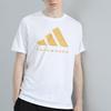Adidas Logo Print Casual Crew Neck T-Shirt Unisex Tops White Gold ADICLTS24TKP-WG