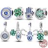 Медные Подвески-Шармы Клевер Глаза Синего Дьявола Ювелирные Изделия Подходят для Оригинального Браслета для Женщин DIY Подарок Вечеринка