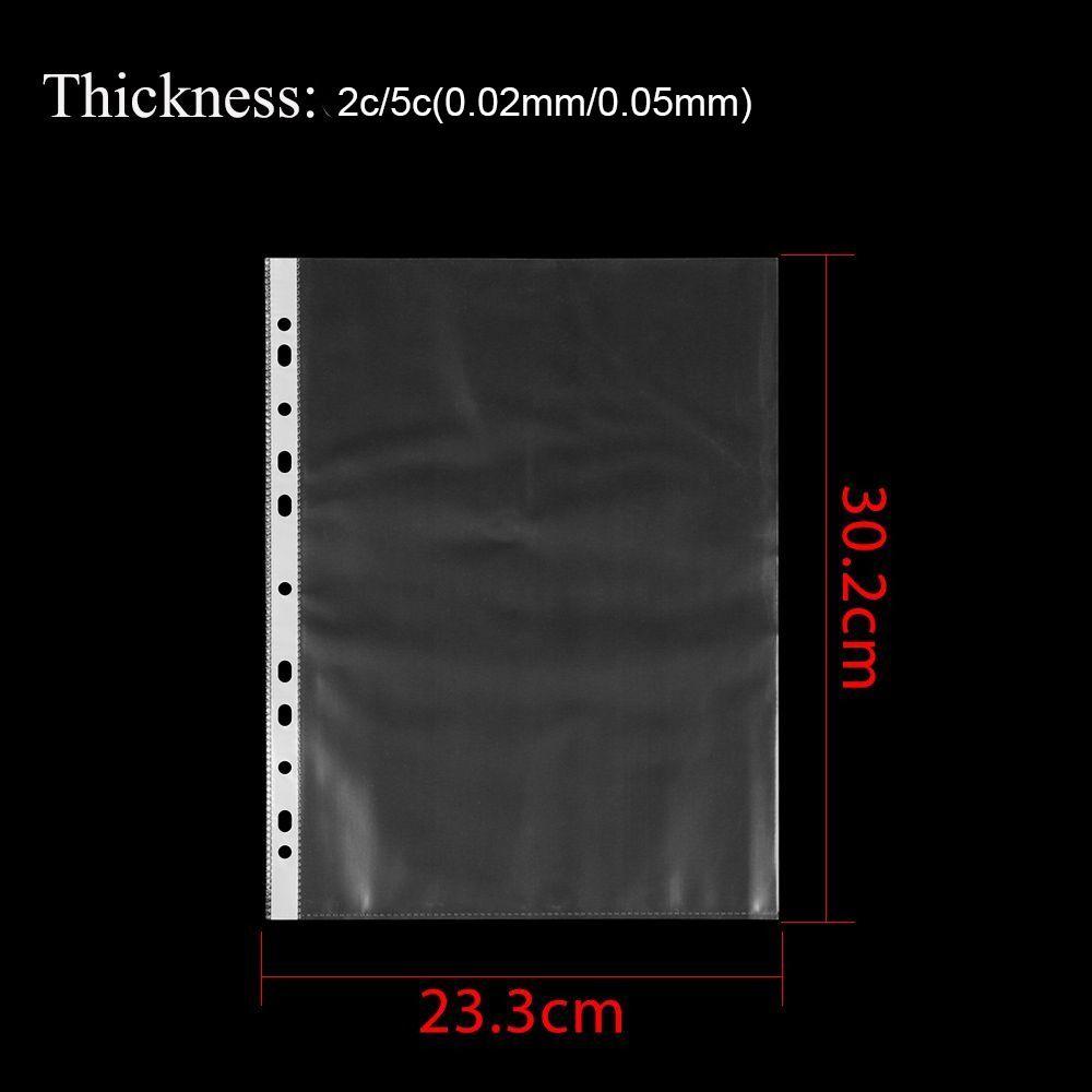 100PCS Transparent A4 Loose-leaf File Pocket 11 Holes File Storage Protective Film