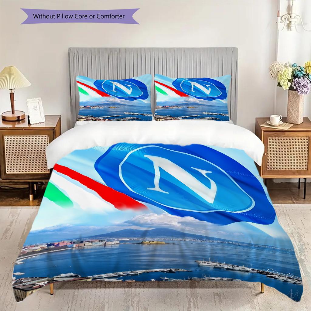 SSC Napoli Комплект постельного белья с узором Одеяло Пододеяльник Наволочка Домашний Декор Подарок на День Рождения (1 пододеяльник + 2 наволочки, без наполнителя)