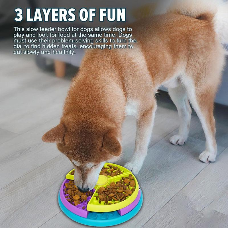 Rotatable Puzzle Slow Feeder Dog Bowl Rubberized Non-Slip Interactive Game Dog Detachable Lick Mat