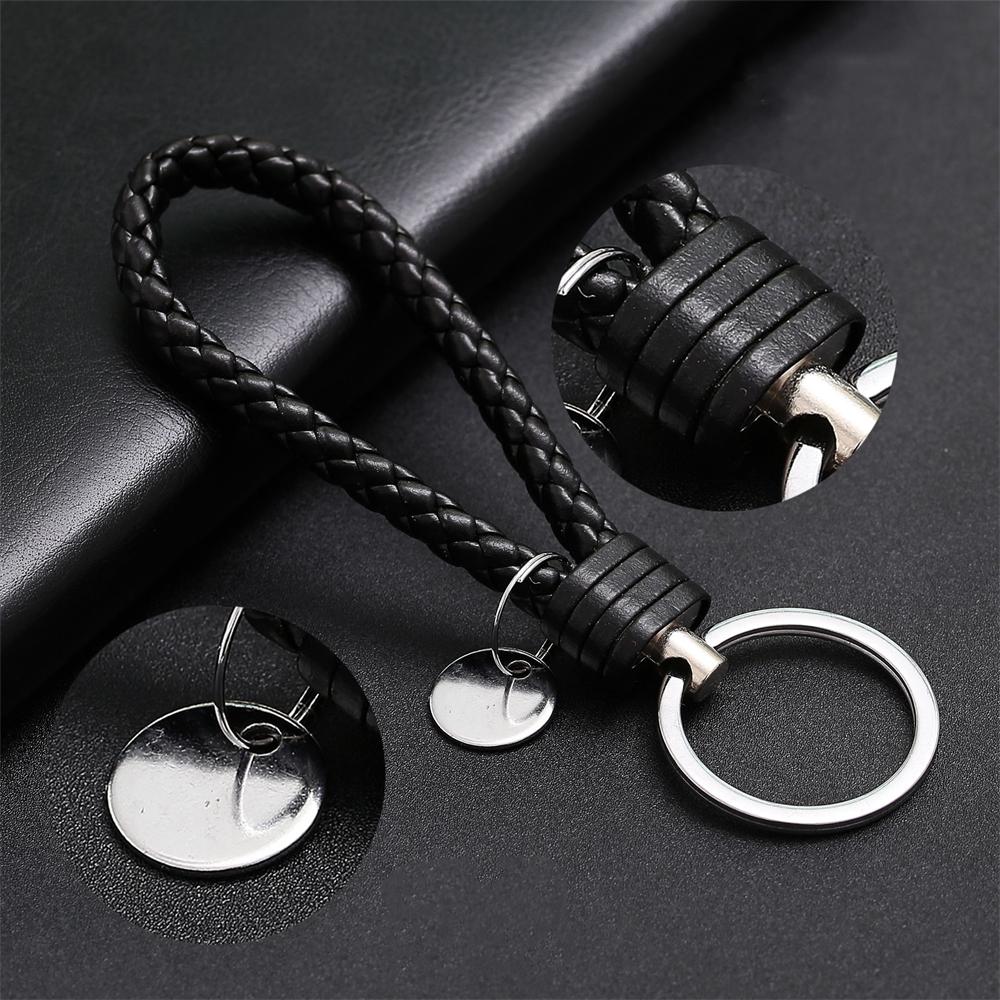 2Pcs Creative PU Leather Braided Rope Keychain Car Key Ring For Women Men Fashion Key Holder Accessories