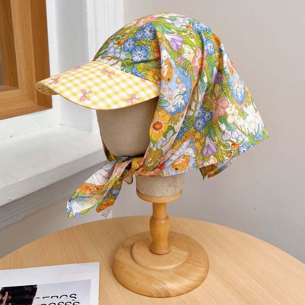 Plaid Scarf Peaked Cap Floral Triangle Headscarf Hat Headscarf Baseball Hat  Mountaineering