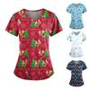 Женская повседневная футболка с v-образным вырезом и рождественским принтом больших размеров, рабочая одежда с карманами