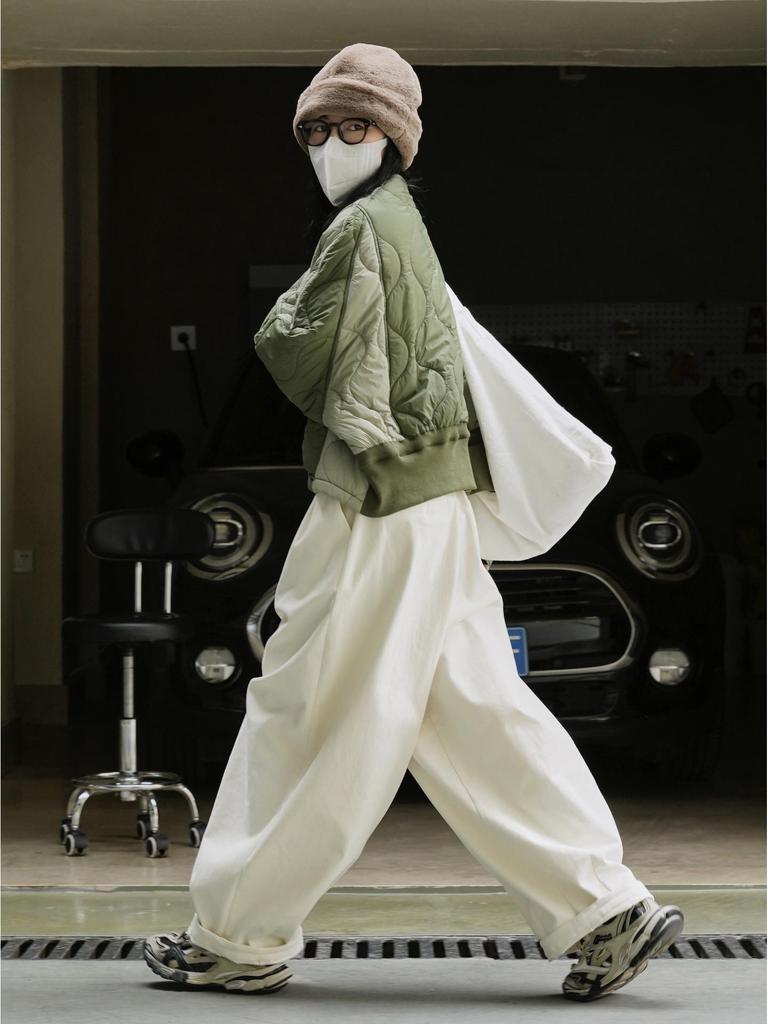 Women's Winter Japanese-Style Color-Contrast Cotton Jacket - Loose, Slim Silhouette, Casual & Warm