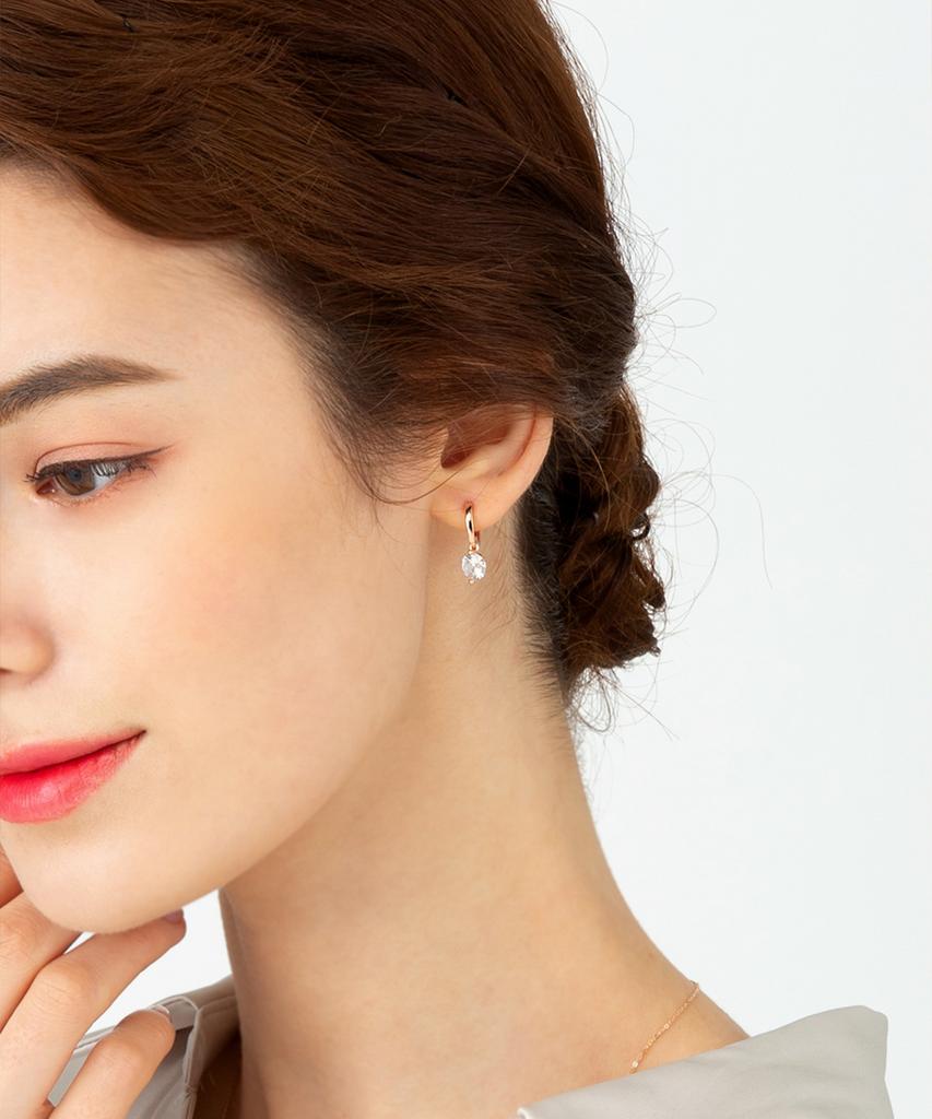 Ellejewelry 14K Gf Серьги-пусеты с кубическим цирконием Elgpee216