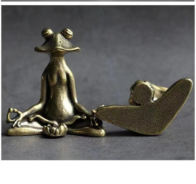 Retro Zen Frog Incense Burner Copper Animal Sculpture Creative Home Desk Decoration