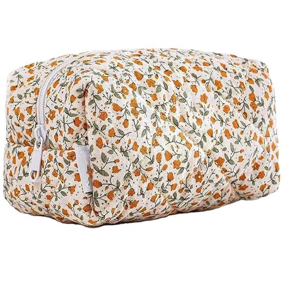 Косметичка Стильный дорожный органайзер для ухода за кожей с цветочным принтом, гладкая молния, легкий доступ, портативная модная косметичка