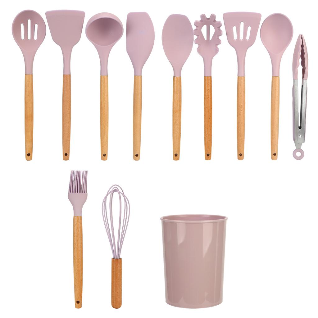 12 шт./набор кухонных принадлежностей с деревянной ручкой силиконовый кухонный инструмент для домашней кухни светло-зеленый