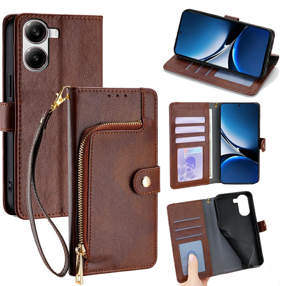 Для Xiaomi Redmi Turbo 4 5G/Poco X7 Pro 5G Чехол Карман на молнии Кожаный кошелек Чехол-книжка для телефона