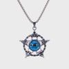 Retro Hip-Hop Five-Pointed Star & Skull Pendant with Turkish Blue Evil Eye Necklace