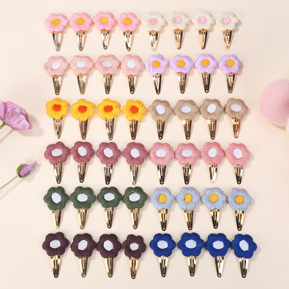 40Pcs Random Color  Flower Hair Pins Children Flower Hair Clips Sweet Girls Baby Vintage Hairpins Barrettes Hair Accessories