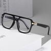 Optical Glasses Frame Men'S Trendy Retro Myopia Glasses Frame Double Beam Square Frame Anti-Blue Light Glasses Flat Mirror