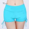 Global Selling Women Solid Color Bikini Bottom Side Pleated Bandage Swim Shorts