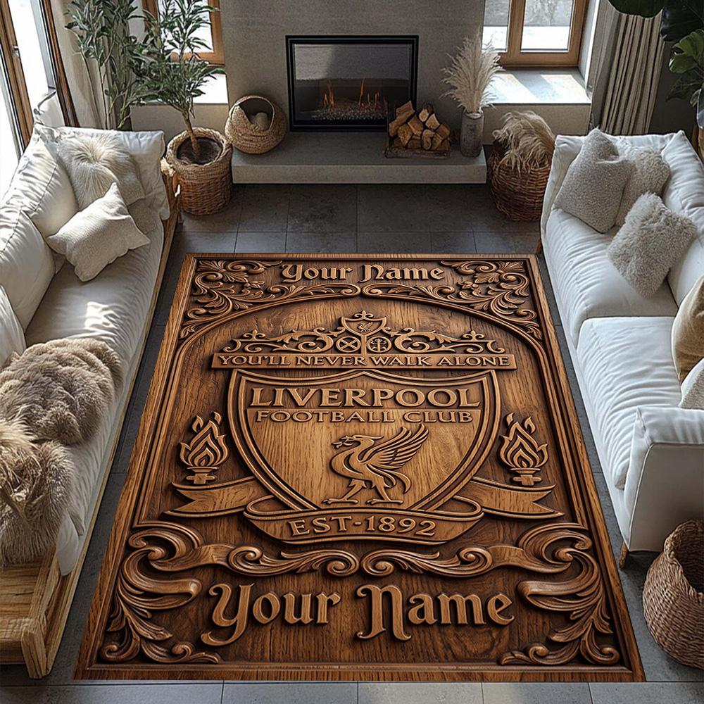 Liverpool Fc Customize Text Carpet Design For Dormitory Outdoor Hallway Kitchen Antislip Carpet Decorate Offices Perfect Gift For Womenmen