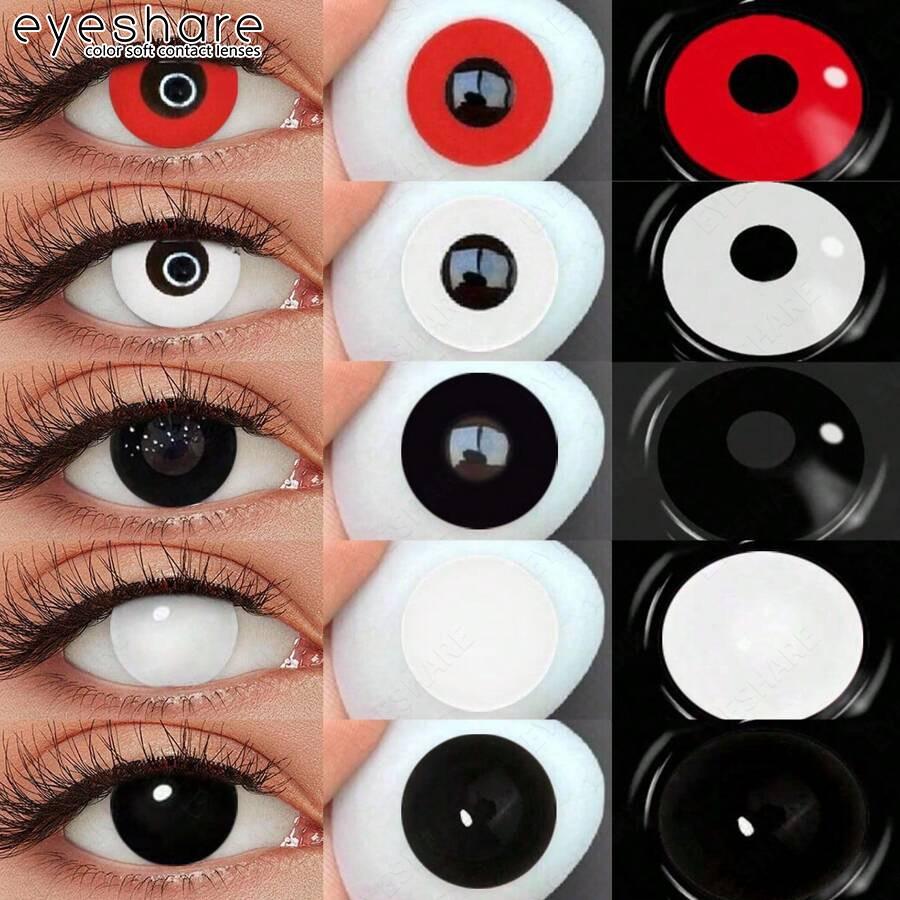 Eyeshare 1 пара красных/белых/черных контактных линз для Хэллоуина, сумасшедшей вечеринки, макияжа глаз, аниме, ролевых игр, зрачков