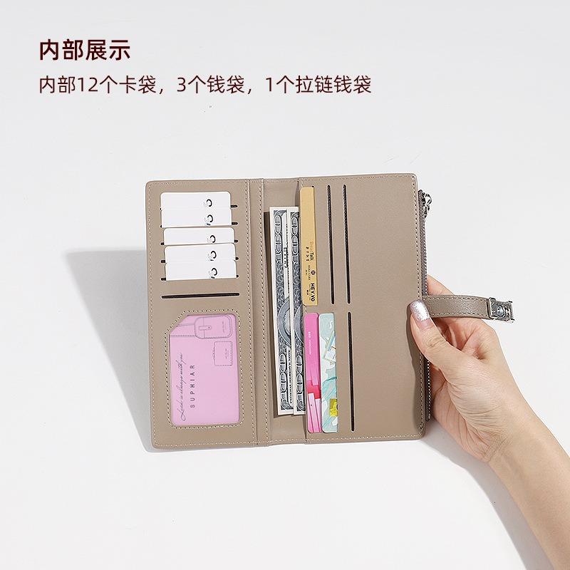 Осень и зима новый длинный кошелек из ПУ нишевый дизайн магнитная застежка кнопка длинный женский кошелек текстура контрастный цвет