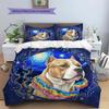 RainbowPuppy Pattern Bedding Quilt Set Quilt Cover Pillowcase Home Decoration Birthday Gift (1 * duvet cover + 2 * pillowcase, without core)
