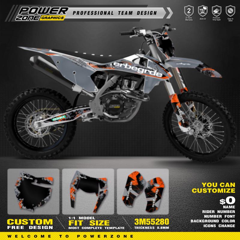 PowerZone Полный Комплект Графики Фон Наклейки Стикеры Комплекты Для KTM SX SXF MX 16-18 EXC XCW Enduro 17-19 125 до 500cc