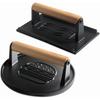 Cast Iron Smash Burger Press (2PCS), Grooved Round/Rectangle, for Camp Chef, Grills & Indoor Griddles – Compatible with BBQ Cookout