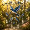 Metal Bird Garden Art Hummingbird Wind Chime Chimes for Outside Stained Glass & Crystal Sun Catcher Hanging Ornament Windchime Colorful Yard