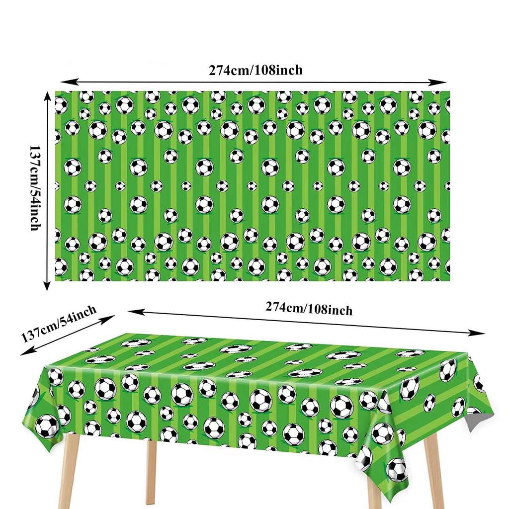 Набор декора для футбольной вечеринки в честь дня рождения: Тарелки, Чашки, Скатерть, Столовые приборы, Фон, Баннер и Воздушные шары.