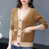 Женская куртка на весну и осень, свободный эластичный уютный свитер, кардиган, повседневный вязаный топ с v-образным вырезом