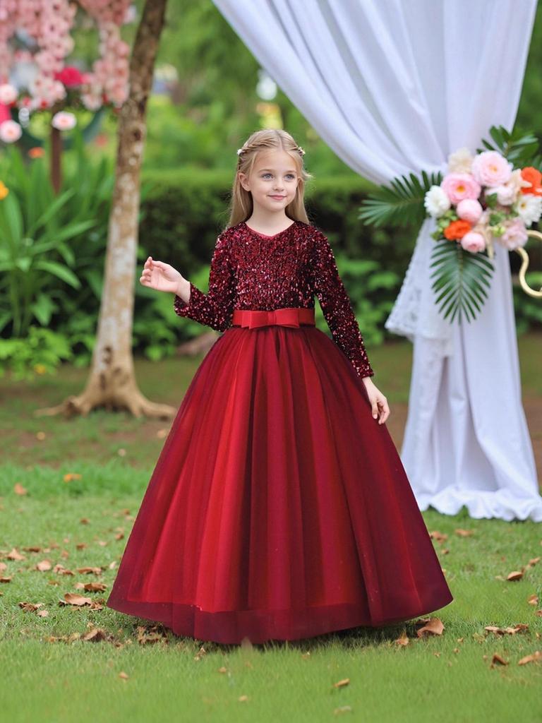 Новое вечернее платье принцессы с пайетками для девочек - Детская длинная формальная одежда