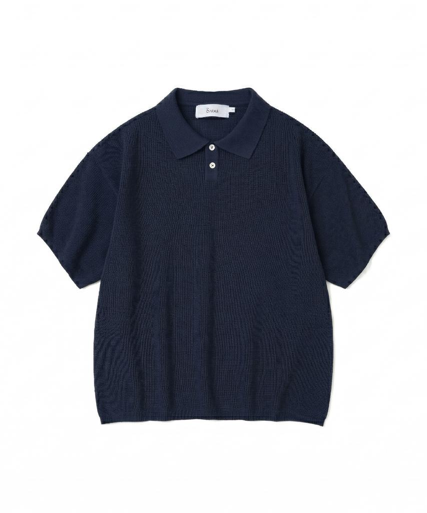 KNITTED Coolever Pk Crop Short Sleeve Knit Tee Navy