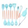 Силиконовый набор кухонных принадлежностей для приготовления пищи с бамбуковыми деревянными ручками