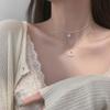 Simple Double Layer Star Moon Pendant Necklace Light Luxury Inlaid Diamond Clavicle Chain For Women  Jewelry