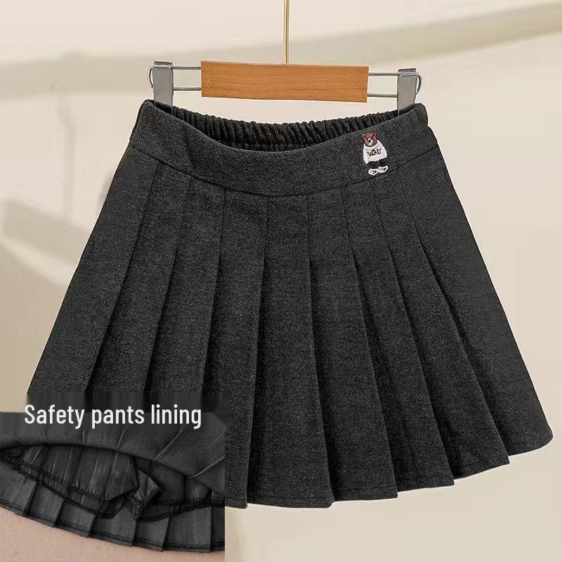 Клетчатая плиссированная юбка для девочек - Осень/Зима 2023, Модная короткая юбка в корейском стиле