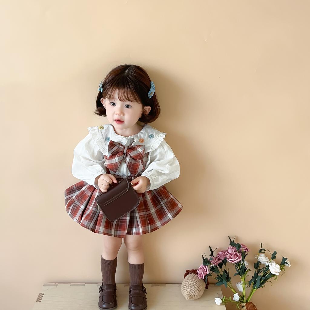 Комплект юбки для девочек Юбка JK с пышной юбкой Детская юбка Комплект из двух предметов Детская плиссированная юбка Короткий юбочный костюм