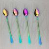 Juice Coffee Stirring Cutlery 18/10 Stainless Steel Mirror Rainbow Teaspoon Dinnerware Ice Cream Long Handle Scoop Tableware Set Kitchen Tools