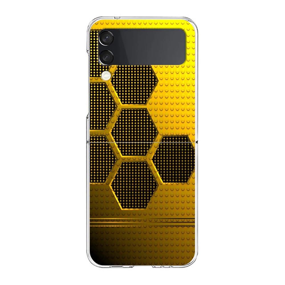 Жесткий ПК Чехол для Телефона с Золотой Фольгой для Samsung Galaxy Z Flip 5 4 3 Прозрачная Крышка для Galaxy Z Flip 6 Складывающиеся Ударопрочные Чехлы