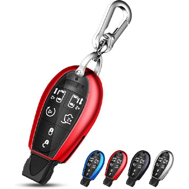 QBUC Чехол для ключа-брелока Dodge с брелоком, ТПУ чехол для ключа, совместимый с моделями Dodge Ram Jeep Chrysler 2008-2018 гг., аксессуары (красный)