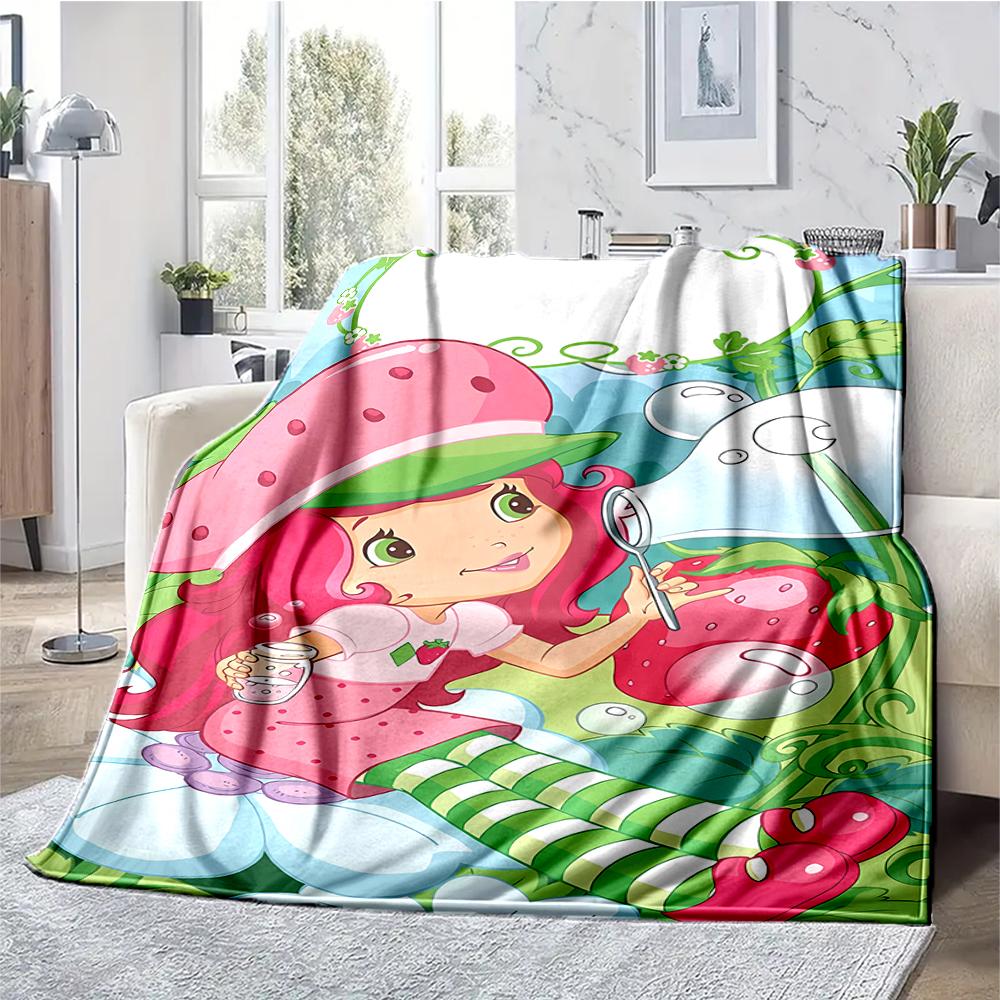Strawberry Shortcake Theme Printed Blanket - Perfect for Couch, Bed, Travel & Outdoor Use | Machine Washable, Cozy & Durable.
