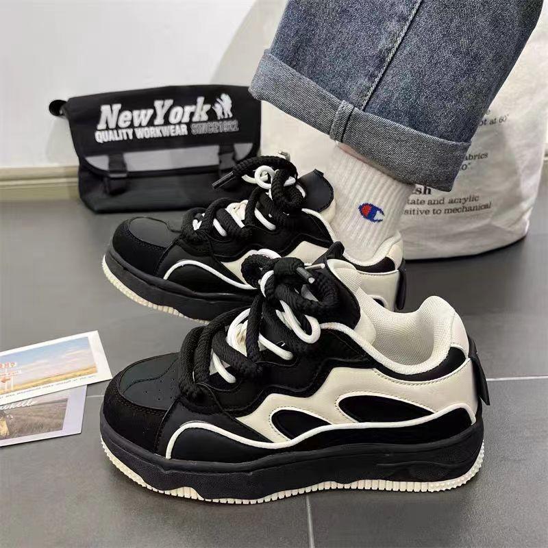 Новые мужские кроссовки, парные, на толстой подошве, легкие, дышащие, для бега, женские черные, ретро, повседневные, для скейтбординга