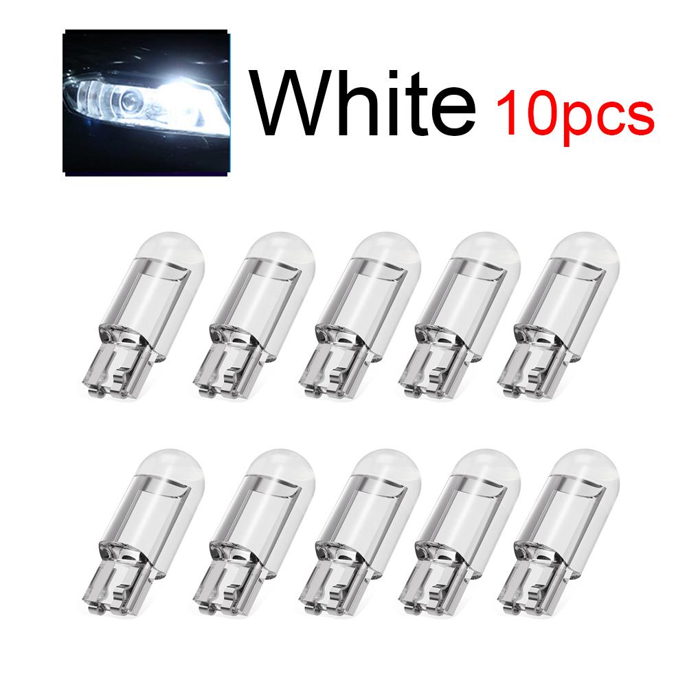 10 шт. T10 W5W COB LED Автомобильная клиновидная парковочная лампа Янтарные лампы боковой двери Подсветка приборной панели Боковой указатель поворота Smd 12V Белый Синий Красный KTY