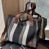Canvas Bag Striped Tote Bag New Women's Bag Sweet Contrasting Color Handbag Crossbody Bag Large Capacity
