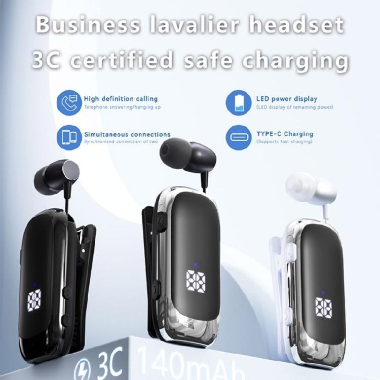 Петличная Деловая Гарнитура Bluetooth-совместимая Наушник Звонок Вибрирующий Напоминание Голосовой Отчет Номера Беспроводная