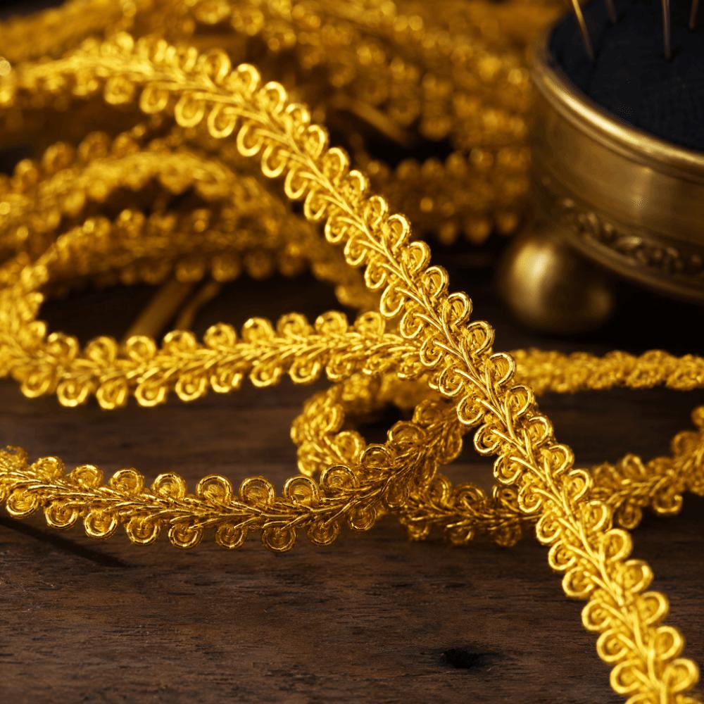 42M Length 8mm Width Flat Weave Ribbon Gold Silver Tone Cloth Edge Band  For Sewing Crafts
