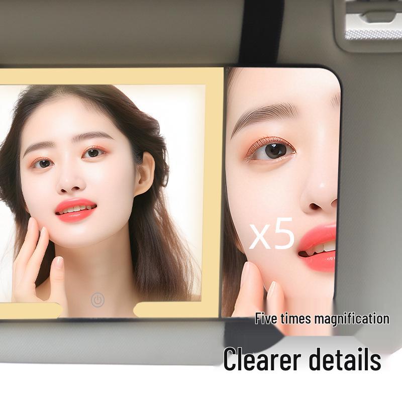 Rechargeable LED Car Makeup Mirror with 5x Magnification
