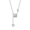 925 Sterling Silver Tassel Necklace for Women , Full Diamond Setting , Fine Chain , Office Daily Wear , 41 - 50cm