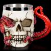 Novelty Beer Mug Skull Shape Realistic Octopus Tentacles Stainless Steel Medieval Halloween Party Wine Cup Whisky Shot Glasses Drinking Cup