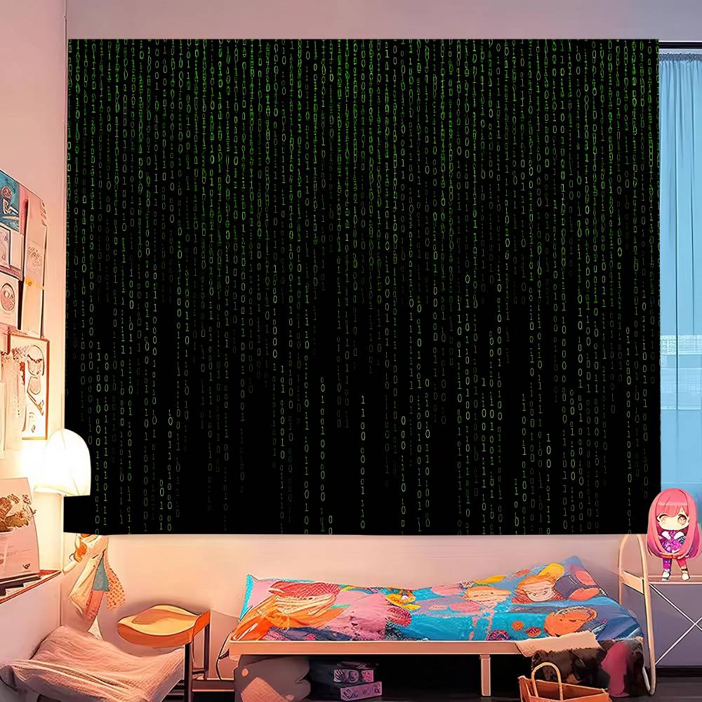 Binary Code The Matrix Program Chart Printed Large Wall Tapestry Indian Buddha Wall Decoration Witchcraft Bohemian Hippie Wall