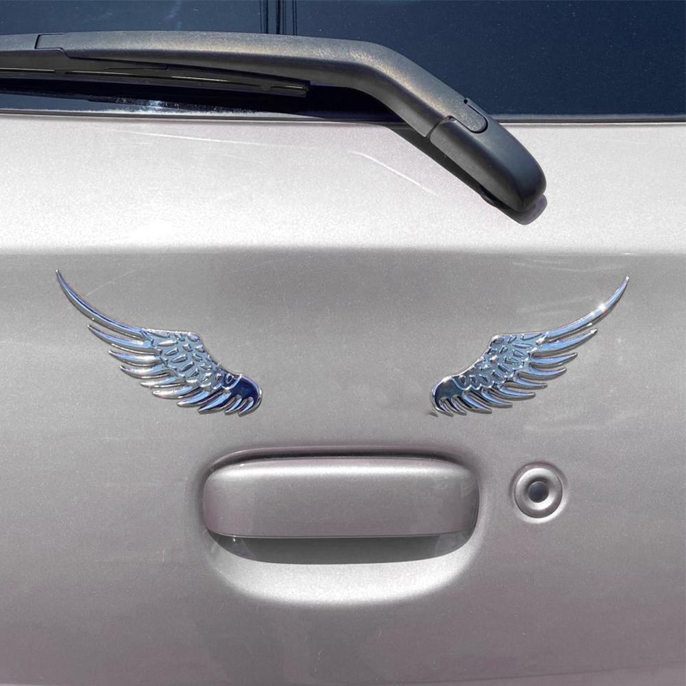 1 пара стикеров для кузова автомобиля, мотоцикла, 3D значок с крыльями орла и ангела, металлические алюминиевые наклейки, серебристый/золотой внешний вид