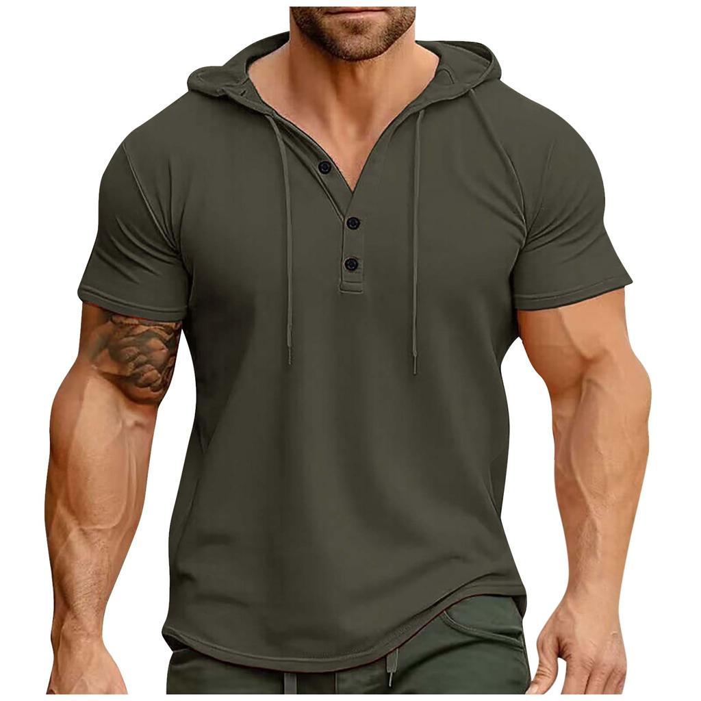 Мужская спортивная фитнес-мужская футболка с коротким рукавом с капюшоном, американская рубашка