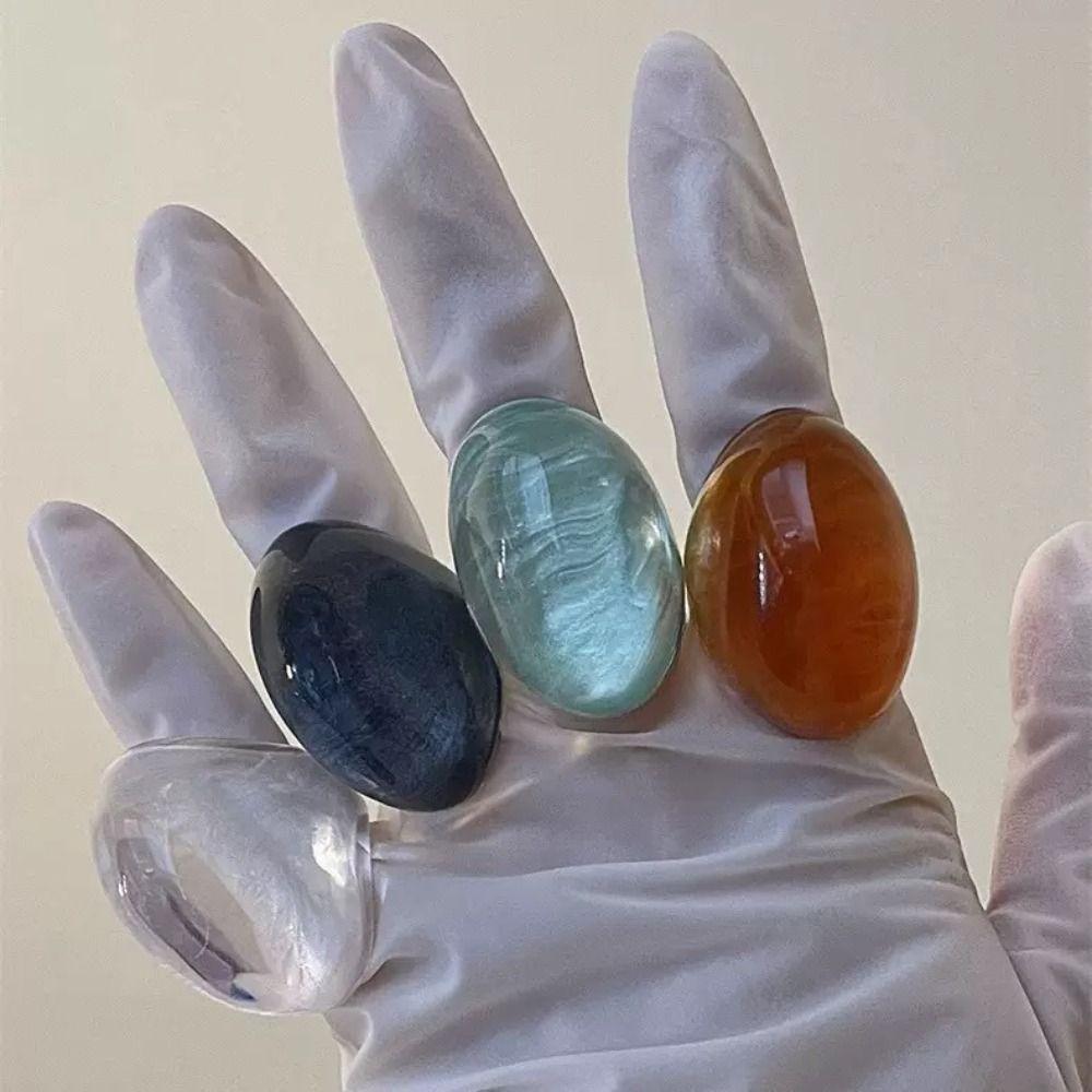 Non-adjustable Resin Ring Geometric Exaggerated Ring Oval Exaggerated Ring Girls Jewelry